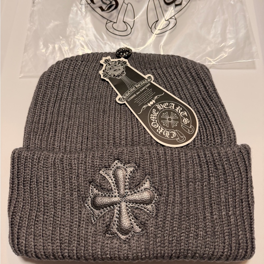 Chrome Hearts Gray Beanie with Cross Detail